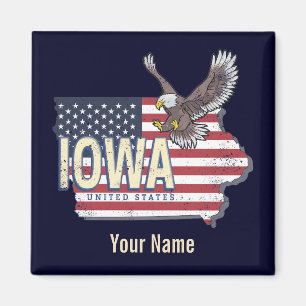 Iowa United Stater Retro State Karta Vintage USA Magnet