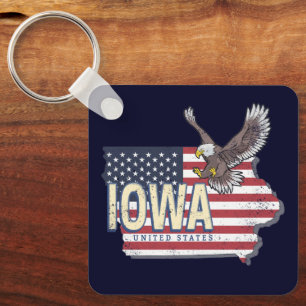 Iowa United Stater Retro State Karta Vintage USA Nyckelring