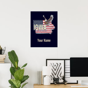 Iowa United Stater Retro State Karta Vintage USA Poster