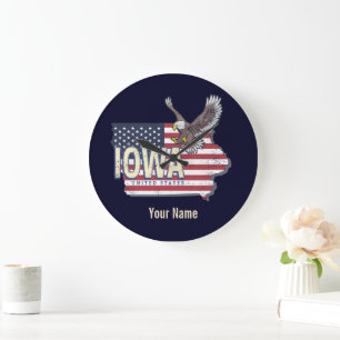 Iowa United Stater Retro State Karta Vintage USA Stor Klocka