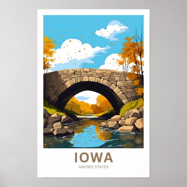 Iowa United Stater Travel Print Poster (Framsidan)