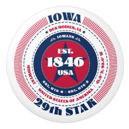Iowa US State Rött vitt blått Typography Knopp