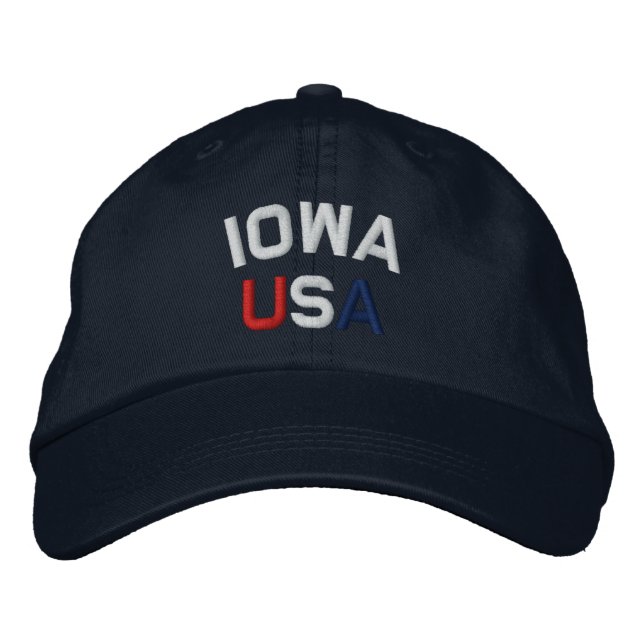 Iowa USA Embroiderade Navy Blue Hat Broderad Keps (Framsida)