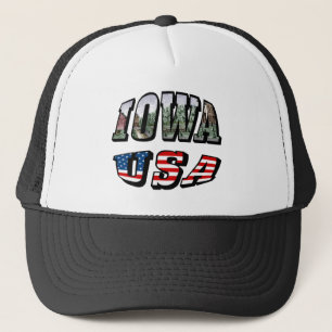 Iowa USA flagga & State Photo Text Truckerkeps