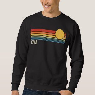 Iowa USA Retro Sunset Stil Design Lång Ärmad Tröja