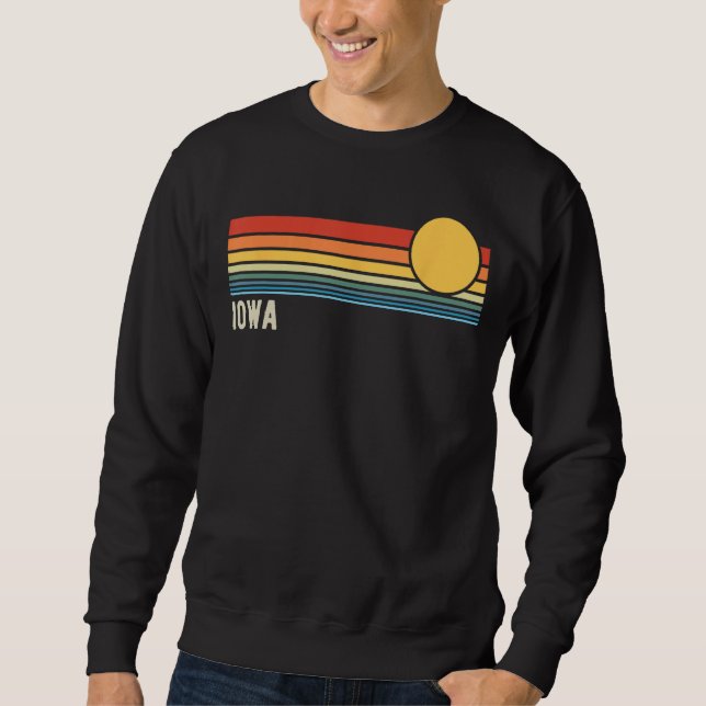 Iowa USA Retro Sunset Stil Design Lång Ärmad Tröja (Framsida)