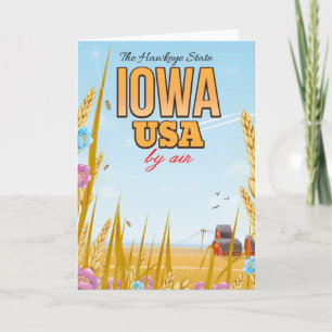 Iowa USA "The Hawkeye State"Tecknadens reseaffisch Helgkort