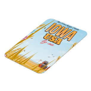 Iowa USA "The Hawkeye State"Tecknadens reseaffisch Magnet