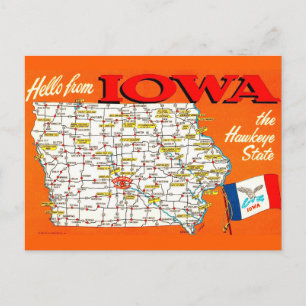 Iowa vägkarta vykort
