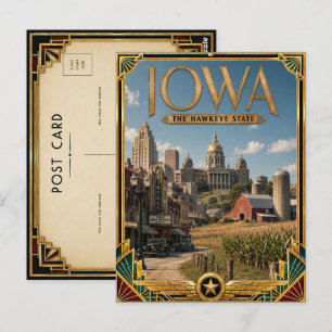 Iowa Vintage Art Deco-guldåldern Vykort