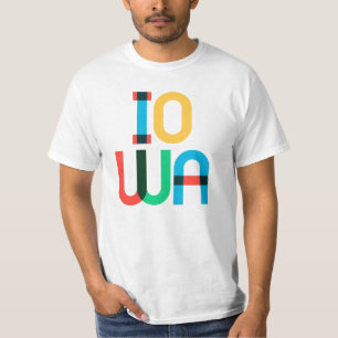 Iowa Vintage Retro Pop Art 80s primärt Färg T Shirt