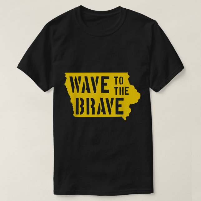 Iowa Wave till Modiga stencil Brev Black Guld B T Shirt (Design framsida)