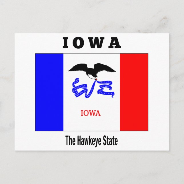 Iowaflagga, The Hawkeye State, Vykort (Framsida)