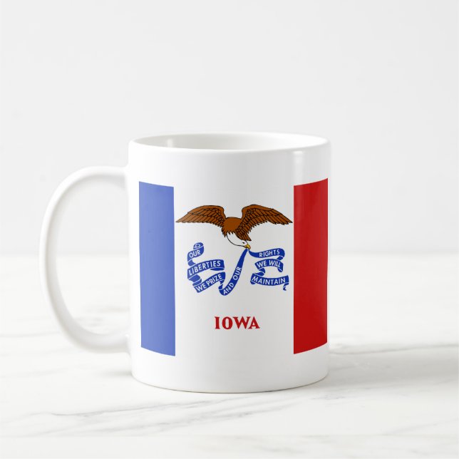 Iowan Flagga + Karta Mugg (Vänster)
