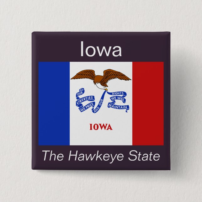 Iowan Flagga-knapp Knapp (Framsida)