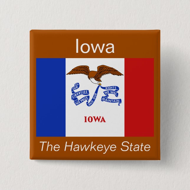 Iowan Flagga-knapp Knapp (Framsida)