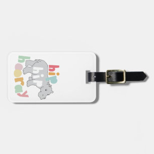ip Hip Hooray Grått Hippo Teckning Cute Animal Art Bagagebricka
