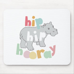 ip Hip Hooray Grått Hippo Teckning Cute Animal Art Musmatta