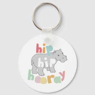 ip Hip Hooray Grått Hippo Teckning Cute Animal Art Nyckelring