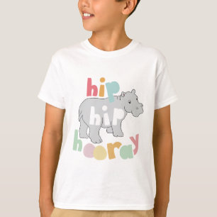 ip Hip Hooray Grått Hippo Teckning Cute Animal Art T-shirt