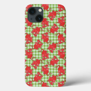 iPad Air Case : Red Dragons on Grönt Gingham