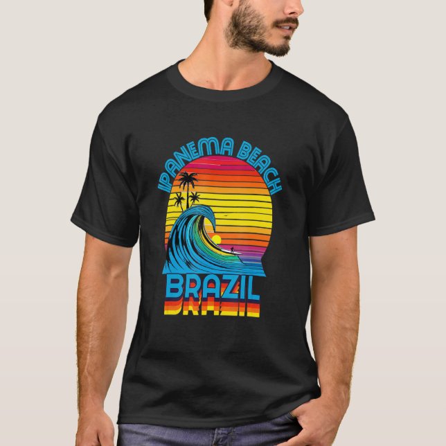 Ipanema Beach Brasilien Retro Throwback Surfa & Be T Shirt (Framsida)