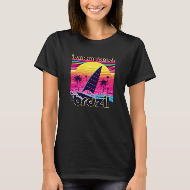 Ipanema Beach Retro 80s Style Souvenir Beach T Shirt (Framsida)