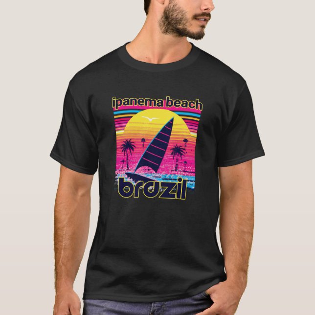 Ipanema Beach Retro 80s Style Souvenir Beach T Shirt (Framsida)