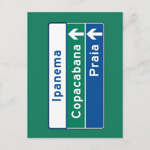 Ipanema/Copacabana/Strand, Brasilien Trafikskylt Vykort