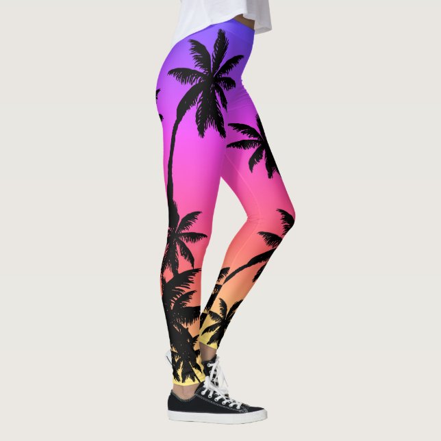 Ipanema Sunset Gradient Ombre Lila Rosa Handflatan Leggings (Höger)