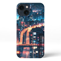 iPhone 11-15 Anime fodral: "Cityscape Sunset".