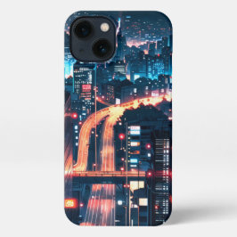 iPhone 11-15 Anime fodral: "Cityscape Sunset".