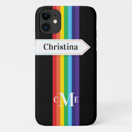 iPhone 11 Fodral | Regnbåge med monogram
