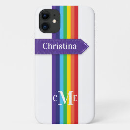 iPhone 11 Fodral | Regnbåge med monogram