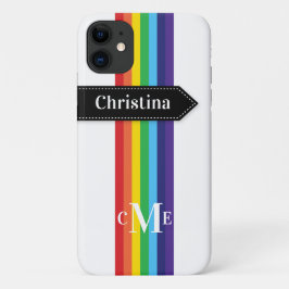 iPhone 11 Fodral | Regnbåge med monogram