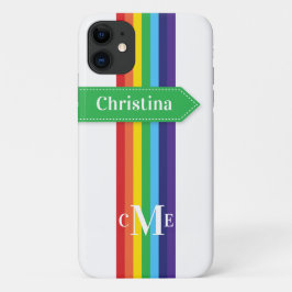 iPhone 11 Fodral | Regnbåge med monogram
