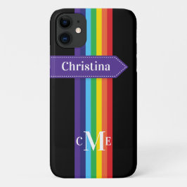 iPhone 11 Fodral | Regnbåge med monogram