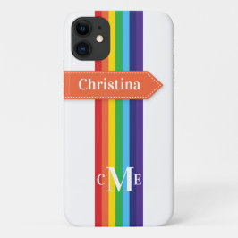 iPhone 11 Fodral | Regnbåge med monogram