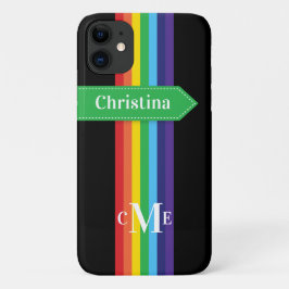 iPhone 11 Fodral | Regnbåge med monogram