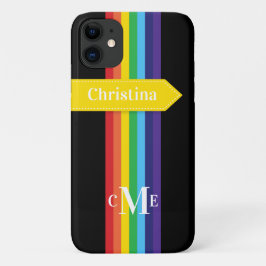 iPhone 11 Fodral | Regnbåge med monogram