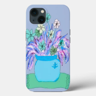 iPhone 13 Fodral med blommepunkten i blått
