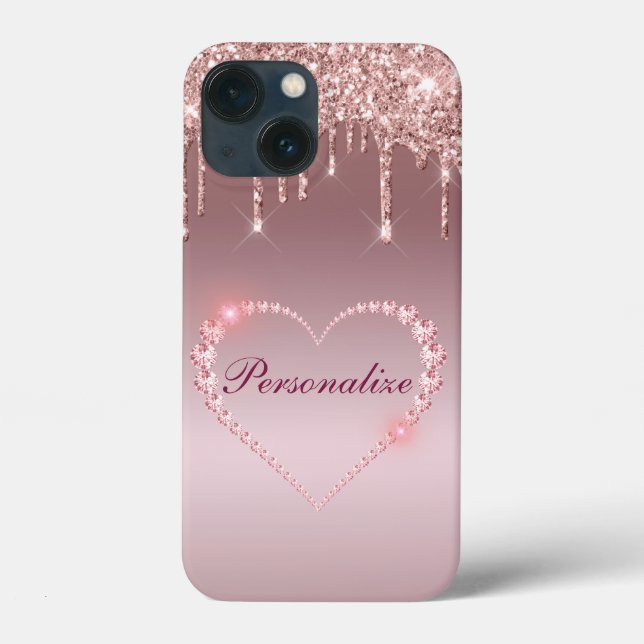 IPhone 13 Fodral Rosa Diamonds (Baksida)