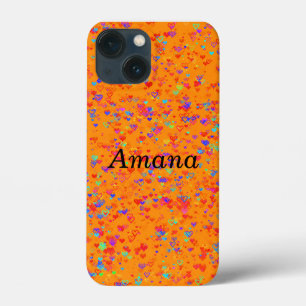 iPhone 13 Mini Fodral Orange & Mixed Färg Hearts