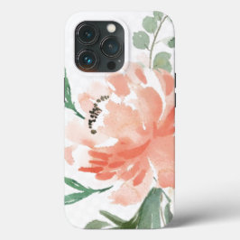 iPhone 13 Pro Fodral - Watercolor Peony Rosa