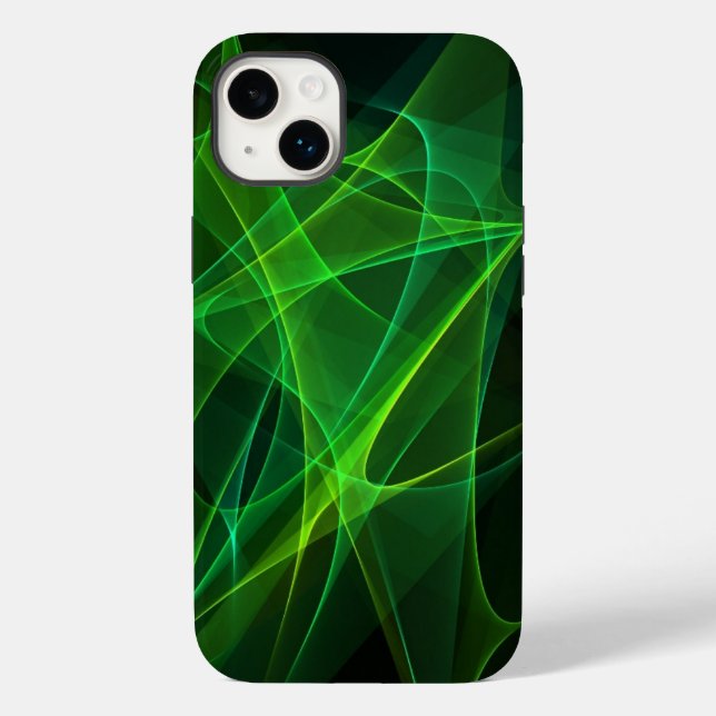 Iphone 14 abstrakts svart grönt fodral plus (Baksida)