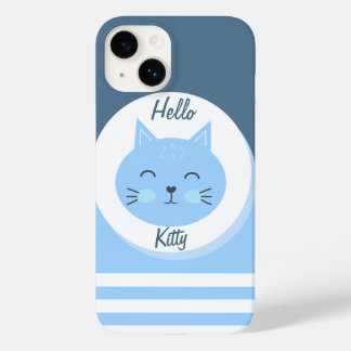 iPhone 14 Caseser Hej Kattunge White & Blue Färg