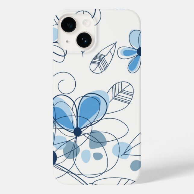 iPhone 14 Fodral-Blåa blommor (Baksida)