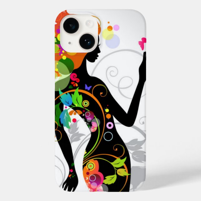 iPhone 14 Fodral-Blommigt Girl Silhouette (Baksida)