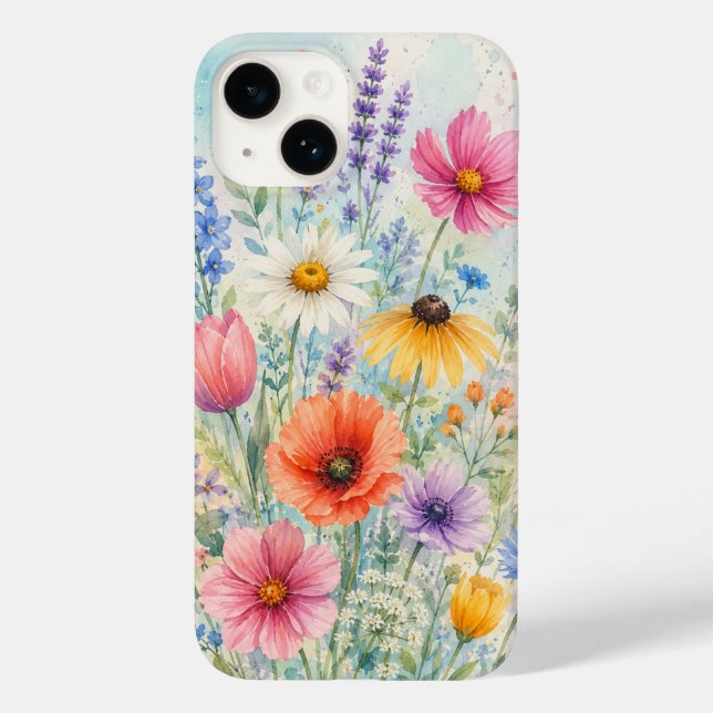 iPhone 14-fodral knappt där Vattenfärg Vilda blomm (Baksida)