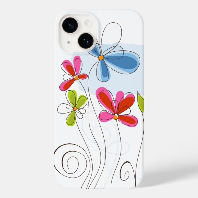 iPhone 14 Fodral-Paintade blommor (Baksida)